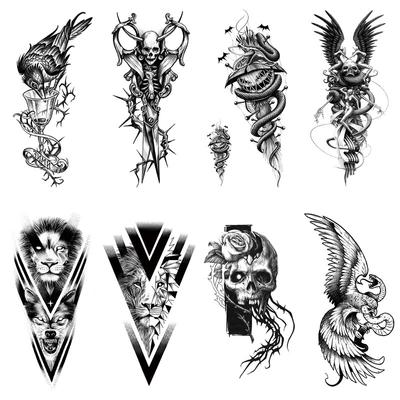 Xqb Black Skull Animal Eagle Snake Water Transfer Tattoo Simulation Disposable Tattoo Sticker