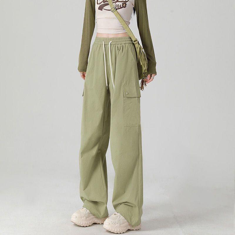 

Women s High-Waisted Retro Cargo Pants - Spring/Autumn Plus Size, Loose Wide-Leg, Versatile Casual Style 6XL 255-300 lbs