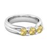 Lemon Quartz Three Stone Ring - 925 Sterling Silver