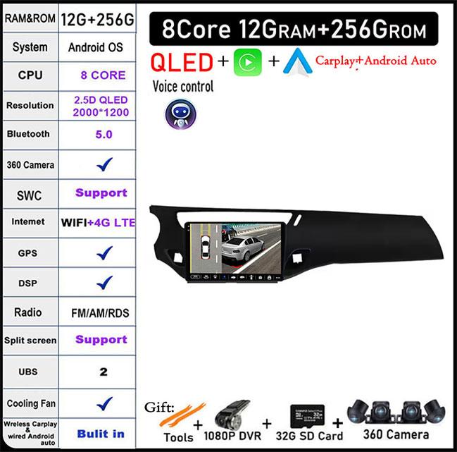 9 Inch For Citroen C3 DS3 2010 -2016 Car Radio Carplay Android Auto Screen Stereo 4G Wf BT DSP RDSNavigation GPS DSP