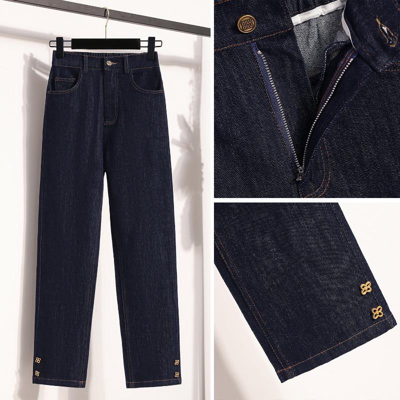 DIMANAF 2026 Plus Size Spring Summer Women Jeans Pants Denim Elastic Waist Oversize Fashion Pants 5XL Blue