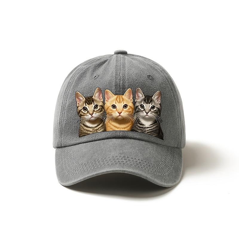 Cappellino da Baseball Carino Leggero Regolabile con un Carino Disegno di Tre Gatti Protezione Solare Multifunzionale