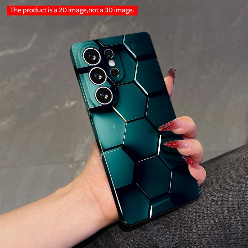 2DFlat Samsung phone case Teal Hexagon Geometric Pattern Phone Case Applicable to Galaxy S23 S24 S25ULTRA S26 A12 A14 A15 A16 A54 A55