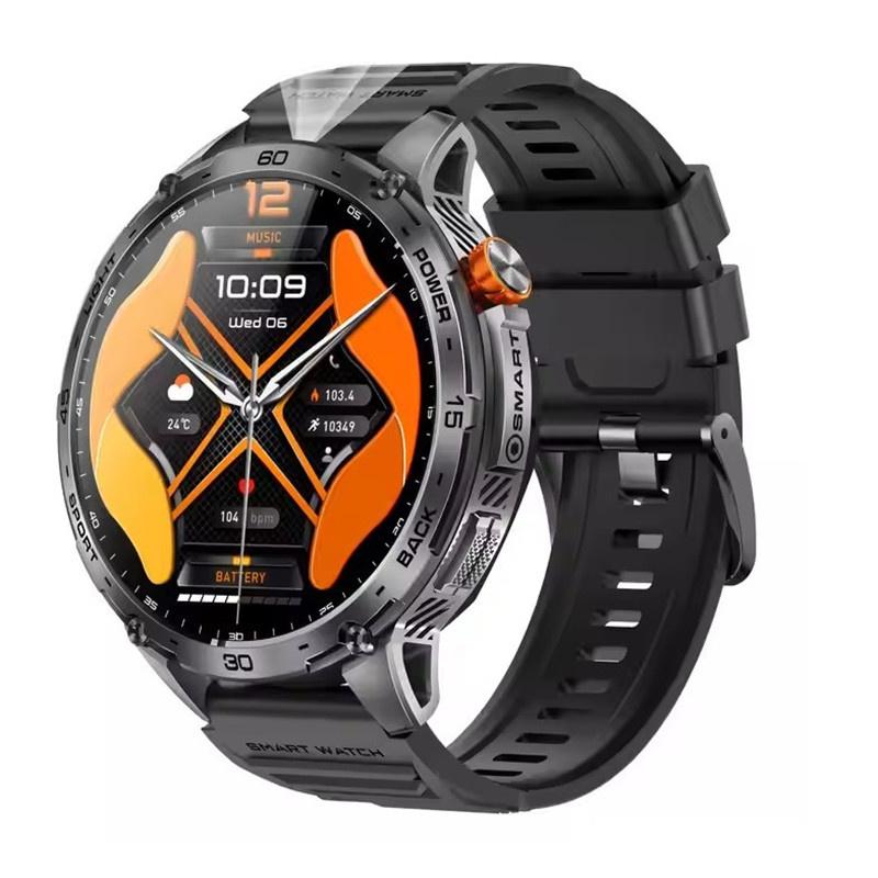 K69 Smart Watch 1,75 Zoll Amoled-Bildschirm LED-Taschenlampe Männer Bluetooth-Anruf Sport Fitness Tracker Gesundheitsmonitor Smartwatch
