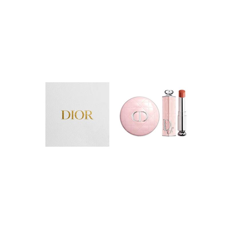 

DIOR Lipstick Two-piece set: Soft Mist Matte Cushion Foundation #0N 13g + Charming Lipstick #524 Romantic Powder 3.2g червоний