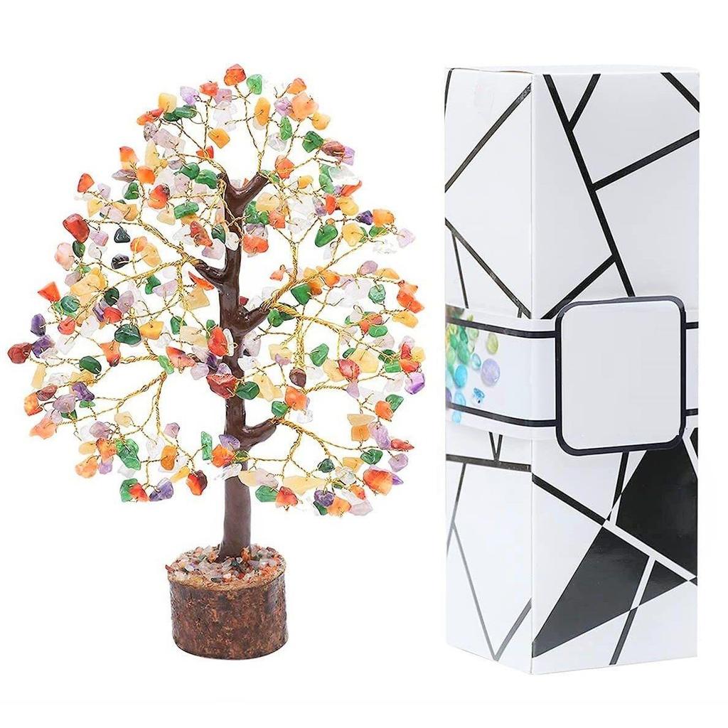 Christmas Decorations Mix Chakra Gemstone Tree Feng Shui Figurine Money Bonsai Good Luck Reiki Healing Crystals Home Decoration