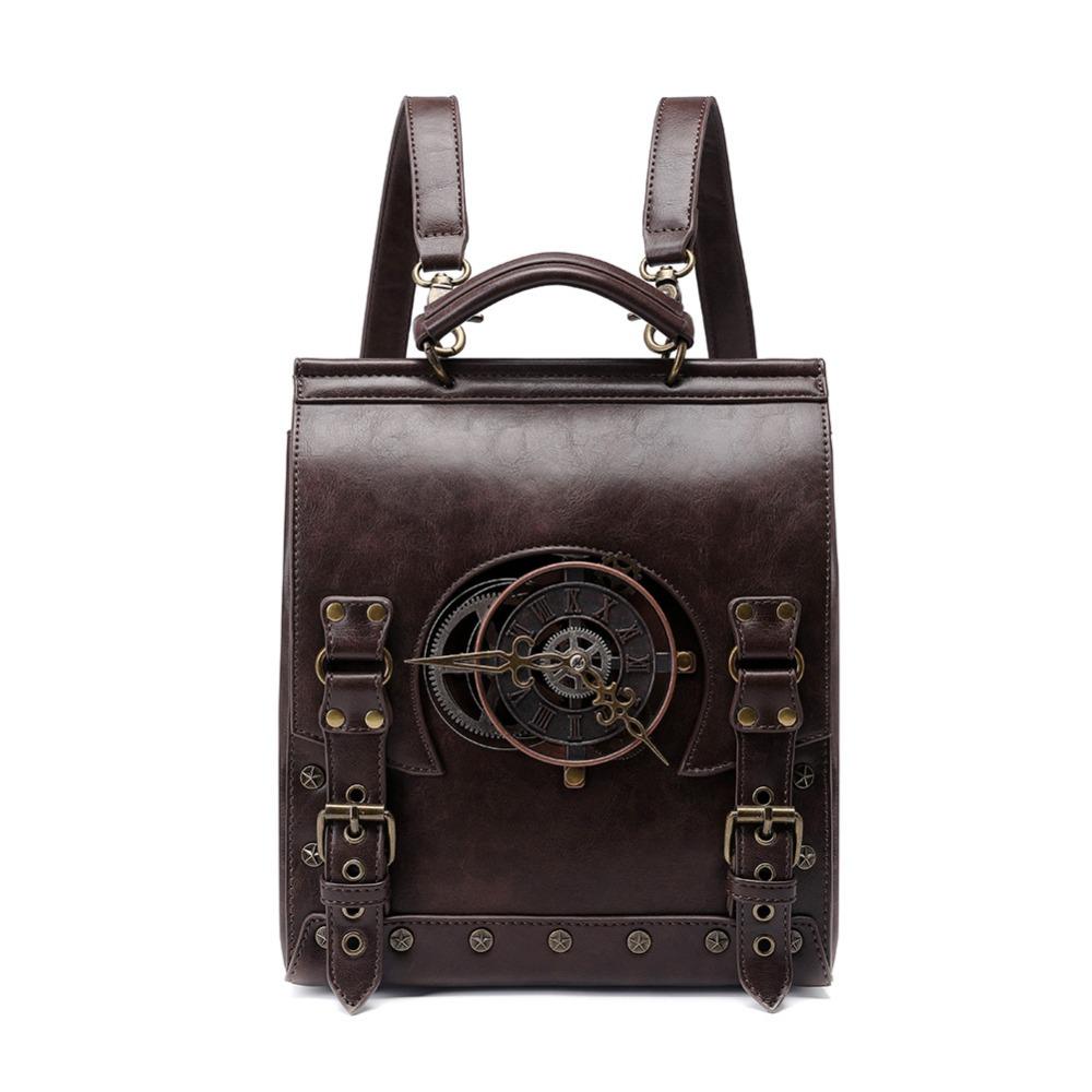 European and American Punk Women's Bag, Retro Brown, Outdoor Mobile Phone Change, Mini Bag, Sports and Leisure, Mini Waist Bag