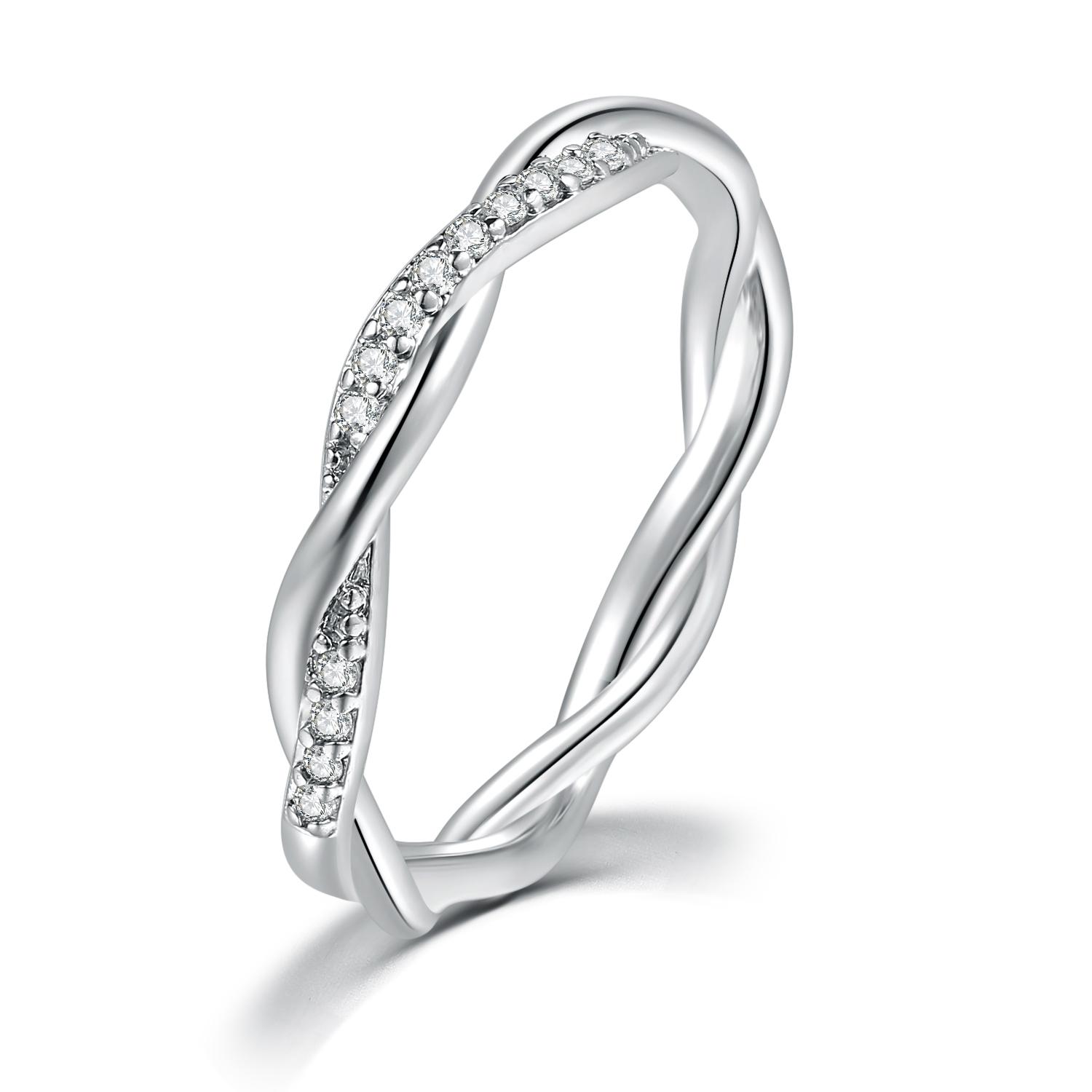 

Dainty Ring For Women Thin Temperament Winding Wedding Engagement Ring Silver Color Crystal Fashion Gift Jewelry DZR018 6