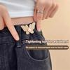 2Pcs  Shiny Diamond Butterfly Shape Adjustable Waist Buckle Jean Buttons Reusable Waist Cincher Clip For Clothing Dresses