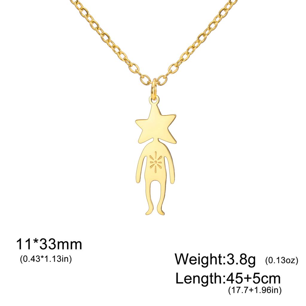  Spiral Moon Star Planet People Necklace for Children Fashion Fun Space Enthusiasts Pendant Necklaces Party Jewelry Gifts