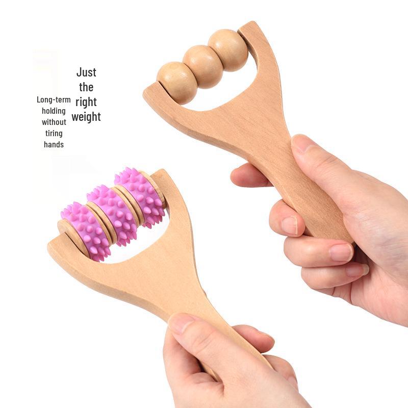 Wooden Portable Roller Massager for Neck, Shoulders, Spine, Legs, and Feet