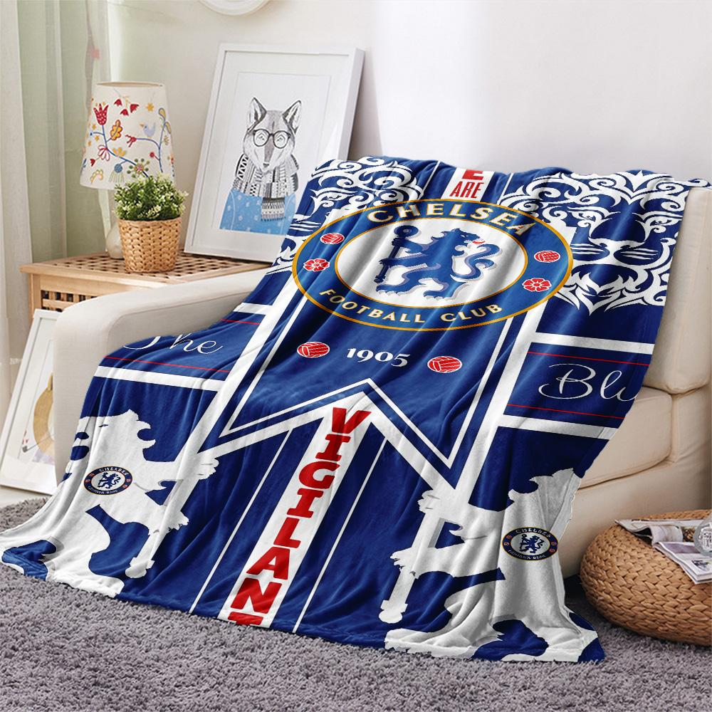 The Blues Logo Print FlAannel Blanket, High Quality Comfortable for All Seasons, Home Decor, Warmth and Comfort