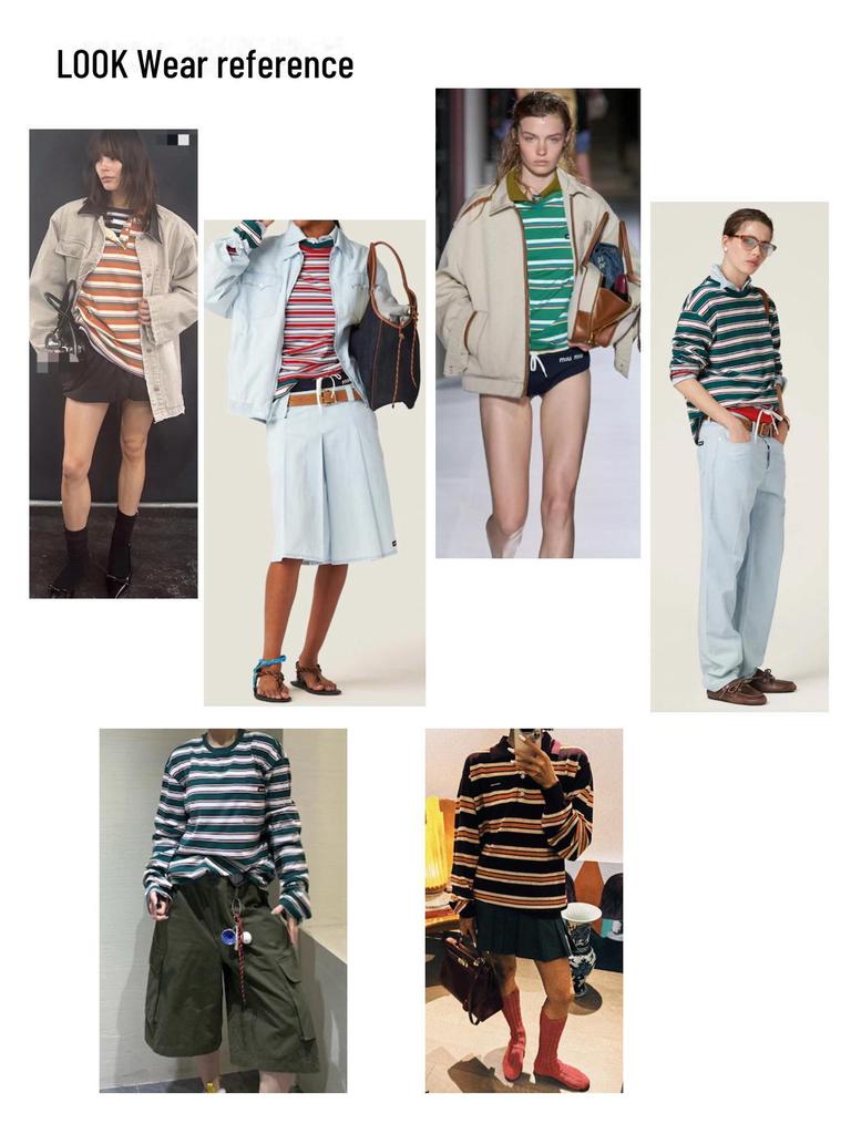 Tricou cu dungi retro coreean Louvre - Top casual de primăvară pentru femei