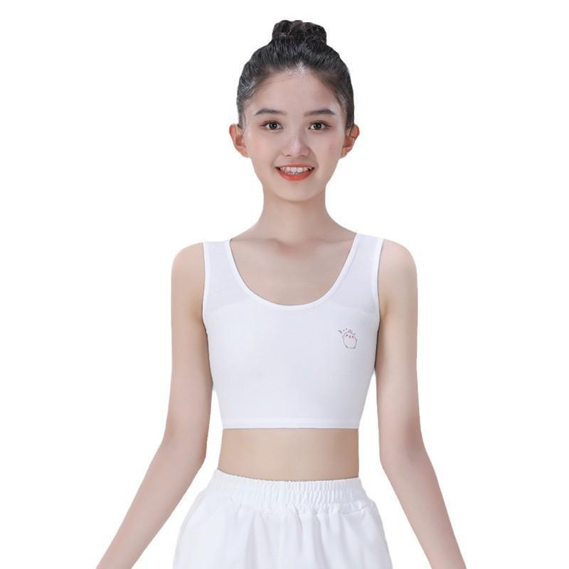 Girls' Pure Cotton Double-Layer Bandeau Vest | Breathable Tube Top for Older Primary School Students