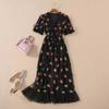 Abito da donna Abito con piega allacciata in rete con gonna lunga con paillettes bicolore francese fragola