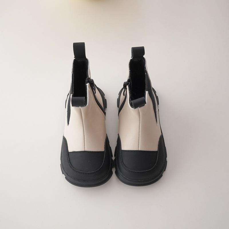 Herbst Winter Plüsch Kinder Kurze Stiefel Jungen Mädchen Kamin Stiefel Farblich Passende Gepolsterte Winter Schuhe