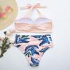 Dámský Módní Sexy Pevný Taška Bikini Vícebarevný Listový Potisk Plavky