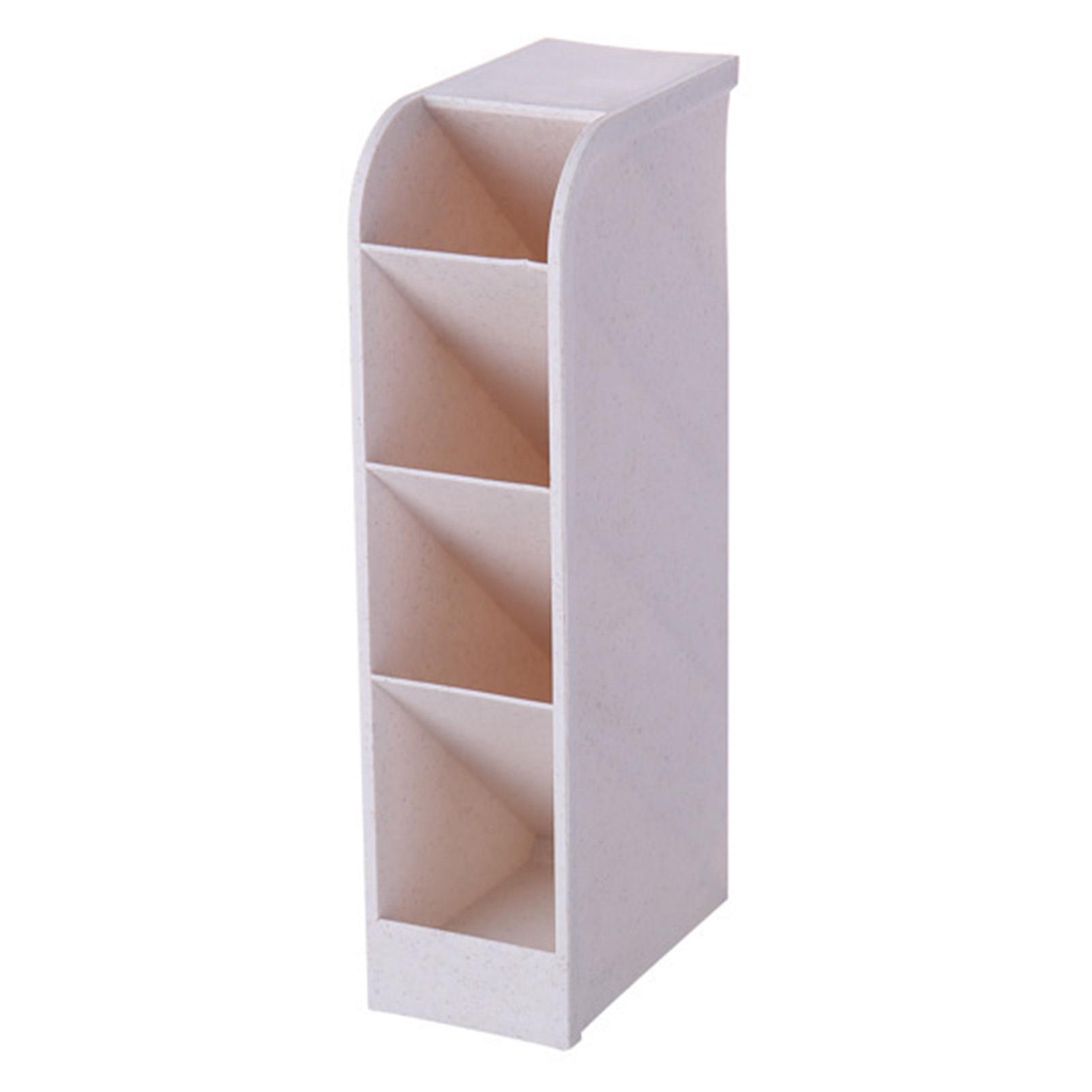 

Inclined Pen Holder 4 Grid Multifunction Plastic Desk Stationery Holder Storage Box for Office Pink