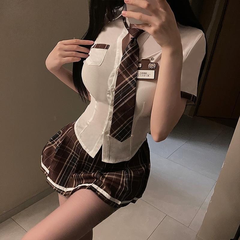 Sexy Schoolgirl Lingerie For Women Costumes Roleplay Pleated Mini Skirt Women Sexy Students Naughty