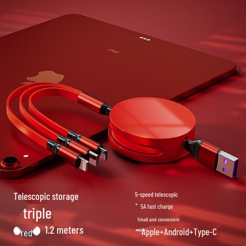 Juran Retractable Multi-Head Fast Charging Cable - 3-in-1 Function