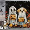 Funny Cat Halloween Shower Curtain Pumpkin Spider Animal Holiday Gift Polyester Curtains Bathroom Decor Hooks For Made Of