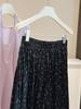 Korean Style Floral Print A-line Midi Skirt with Elastic Waist for Women - Spring 2026 Arrival