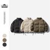 SwimSeed Retro Corduroy Puffer Jacket: Unisex Loose-Fit Stand Collar Winter Coat