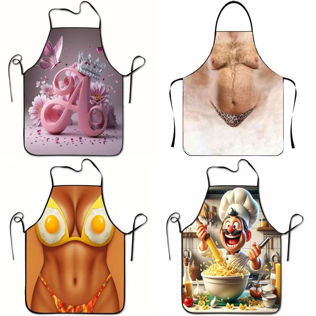 Modern Minimalist Polyester Apron With Geometric Abstract Pattern For Home Cooking And Kitchen Use