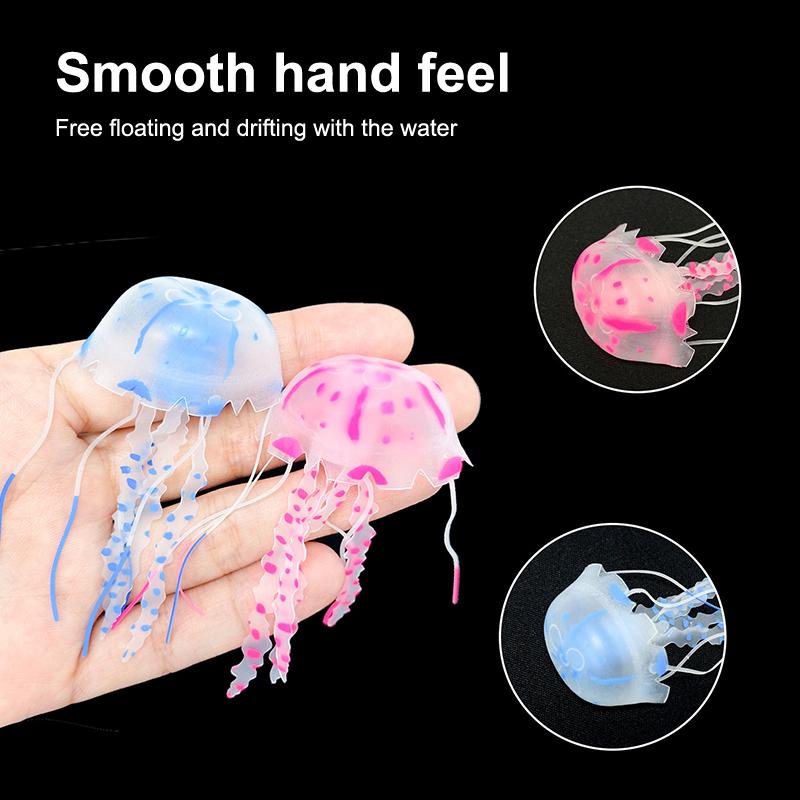 3Pcs Artificial Glowing Fluorescent Jellyfish Aquarium Decoration Fish Tank Underwater Plant Marine Aquatic Landscape Ornament