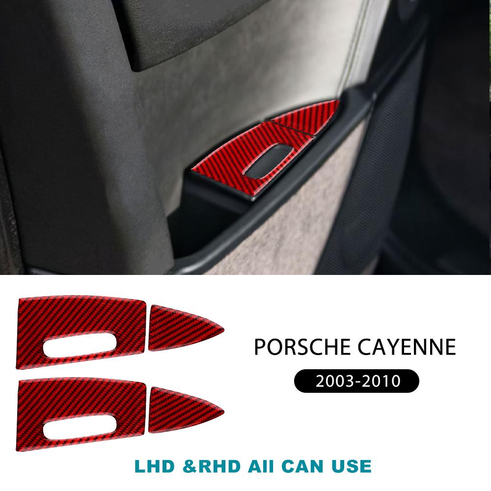 

Real Soft Carbon Fiber Sticker For Porsche Cayenne 2003 2004 2005 2006 2007 2008 2009 2010 Rear Door Ashtray Interior Accessies червоний