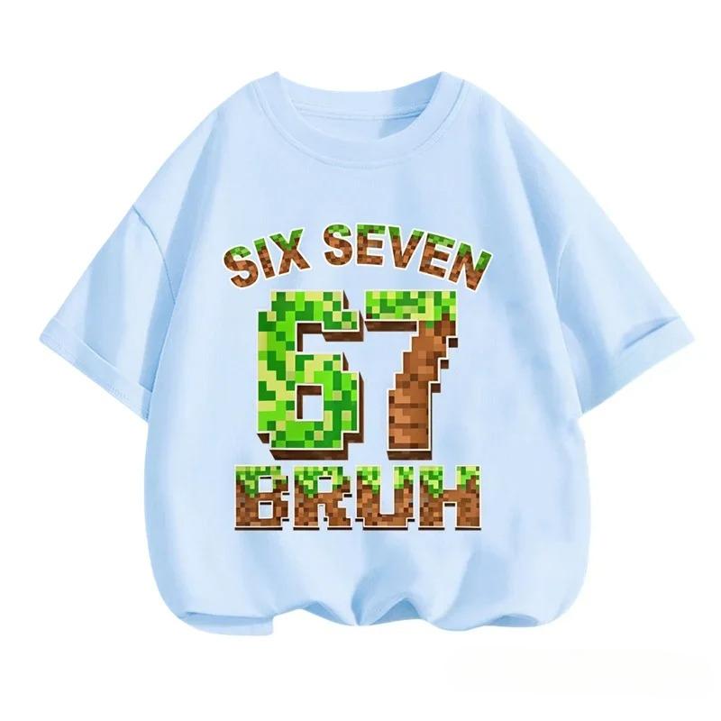 SIX SEVEN Kids Cotton TShirt Adult Boys Girls Family Matching Casual TeeRetro Pixel Cartoon Number Print Birthday Summer Tops