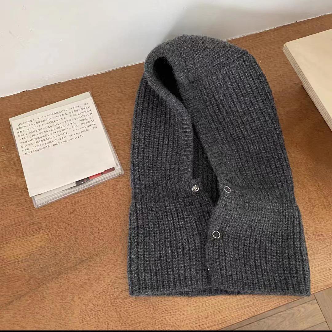 

Трикотажний балаклава в корейському стилі: Осінньо-зимовий теплий захист шиї вовняний головний убір