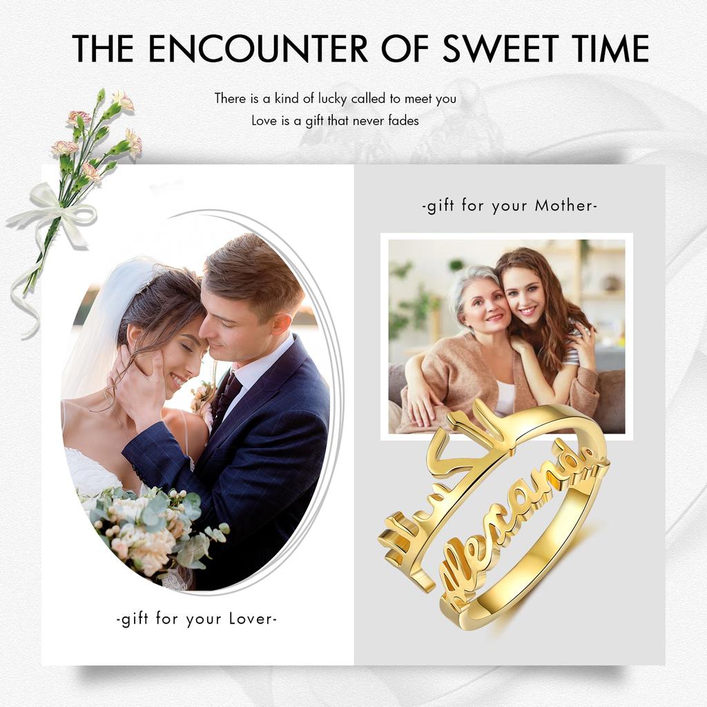 Personalized Finger Ring Custom 1 2 Names Adjustable Spiral Shape Rings Stylish Stylish Jewelry Christmas Celebration Women Gathering Giveaway