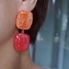 1 Pair Hand Dyed Square Earrings Featuring Color Gradient Design Resin Texture Suitable for Parties Dating Daily Use