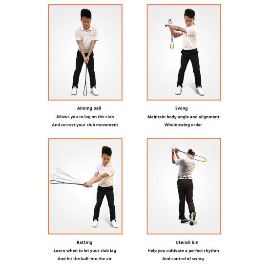 Antrenor cu Coardă pentru Swingul de Golf Ajutor pentru Antrenamentul Swingului de Golf Asistență pentru Exerciții de Încălzire Corector de Postură Echipament pentru Practica Vitezei la Golf
