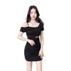 Feminine Slanted Shoulders, Waist Exposed, Sexy Dress, All Kinds of Style, Ruffle Leaf Edge Scheming, Off-shoulder Tight, Hip-wrapped Skirt, Summer
