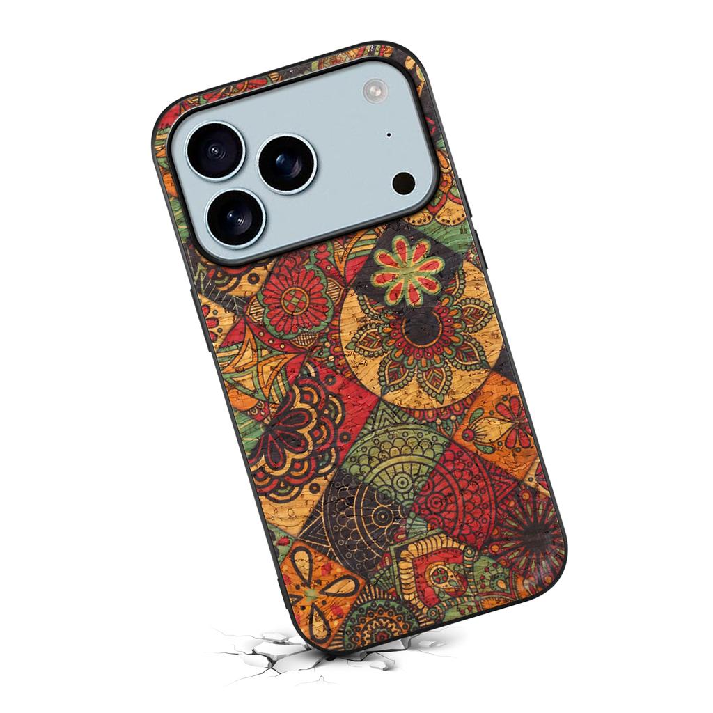 Für iPhone 17 Pro Max Hülle Blumenmuster PU-Leder + PC + TPU Handyhülle