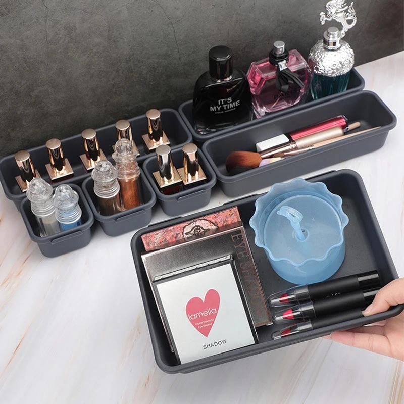 8 Stück/Set Verstellbare Schubladen-Organizer-Box-Einsätze Make-up Kosmetik Kleinkram Unterteiler Halter Küche Badezimmer Schrank Schmuckkästchen