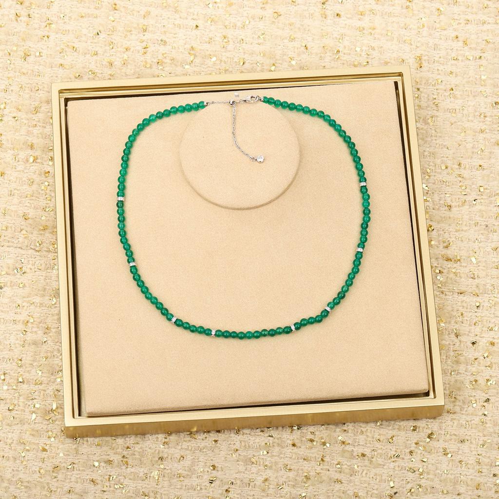 Latest Hot Brand Vintage Women's Necklaces Luxury Jewelry For Women Design Pendant Lady Party Green  Pearls Necklace 40+5CM