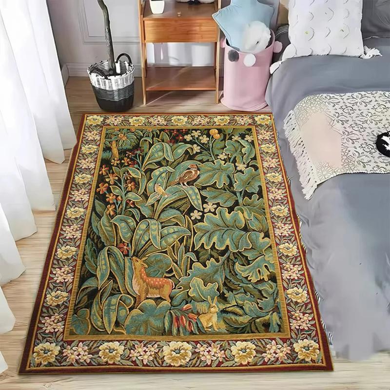 

Vintage 2D Forest Tapestry Rectangular Area Rug for Bedroom Living Room Non Slip Washable Floor Mat Home Decorative Soft Carpet 40X60CM