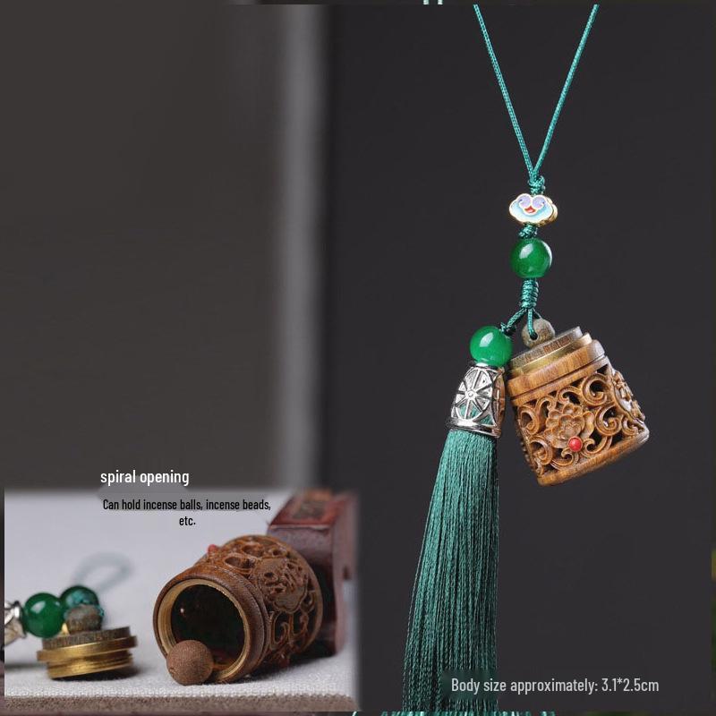 Green Sandalwood Lotus Gourd Pendant Diffuser Keychain