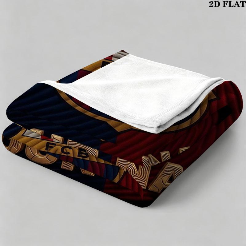 1PC FC Barcelona Custom Name Patterned Flannel Blanket Suitable For All Seasons for Home Decor Warmth and Comfort Gifts Holiday Present
