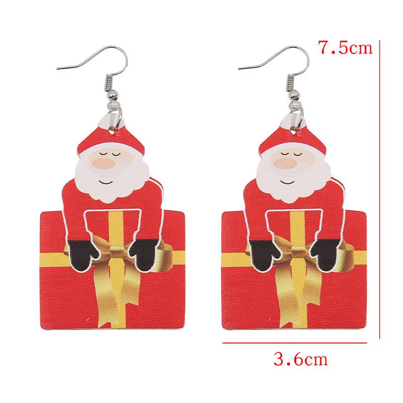 European & American Santa Claus Double-sided Print Christmas Earrings for Women