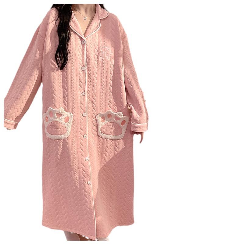 Umstandsröck und Nachthemd-Set: Stillpyjamas aus Luftbaumwolle für Frühling & Herbst nach der Geburt für den Winter, passen bis Größe 200.