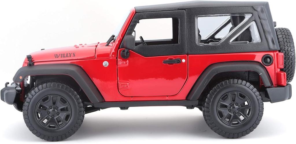 Maisto 2014 Jeep Wrangler Red 1/18 Scale Special Edition Model with Display Base, Opening Doors, Hood, and Rear Hatch, and Working Suspension