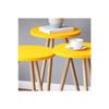 Colorful Triple Nesting Coffee Table Wooden Legs Round Pastel Design Cream