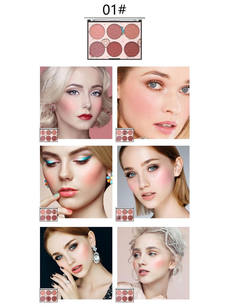 MISS ROSE Sechsfarbige Langanhaltende Rouge-Palette - Matt & Schimmernde Finishes, Sonnengeküsste Natürliche Töne, Hautfreundlich.