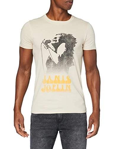 Janis Joplin Women s Working The Mic T-Shirt Tan XL