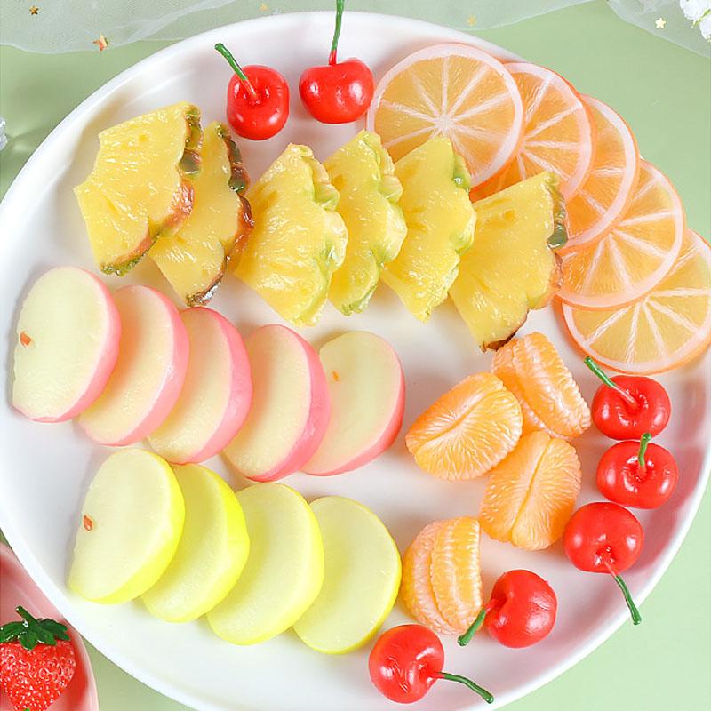 Simulation Fruit Slices Fake Artificial Apple Lemon Mango Watermelon Model Photography Props For Party Kitchen Home Decor Supply