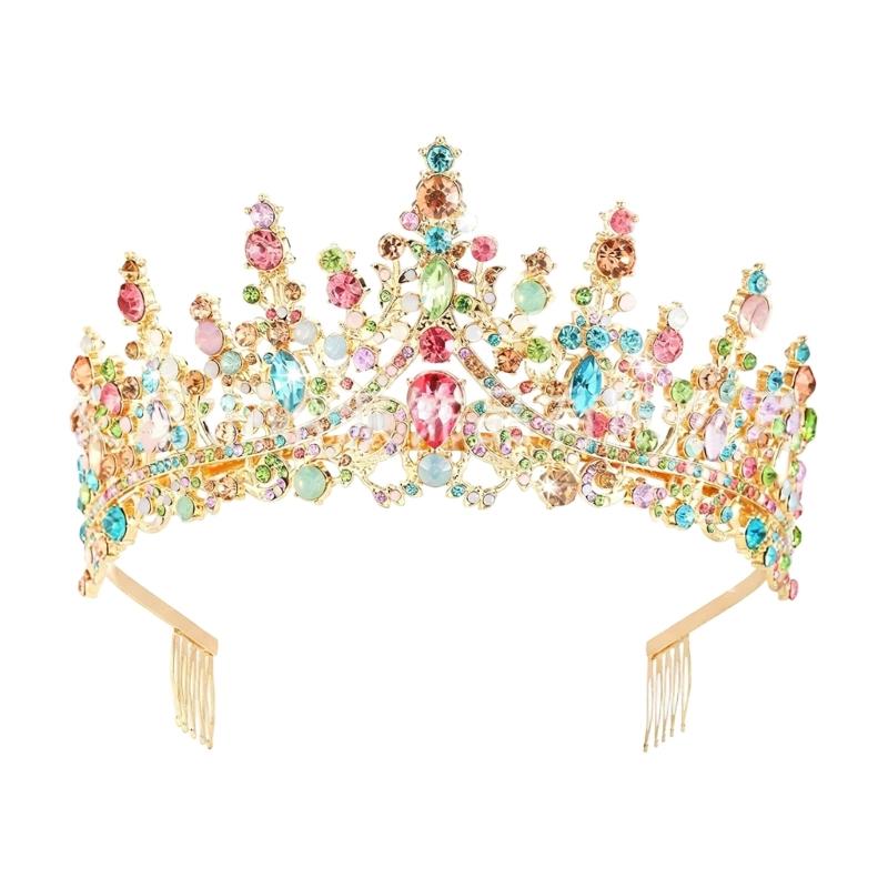 Sparkling Rhinestones Bridal Crowns with Secure Hair Comb Grip Wedding Headpiece For Bride Ceremony and Photography Props